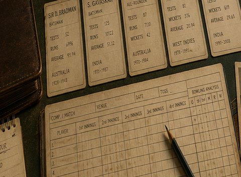 Player stat cards and a selector's notebook laid out on a desk.